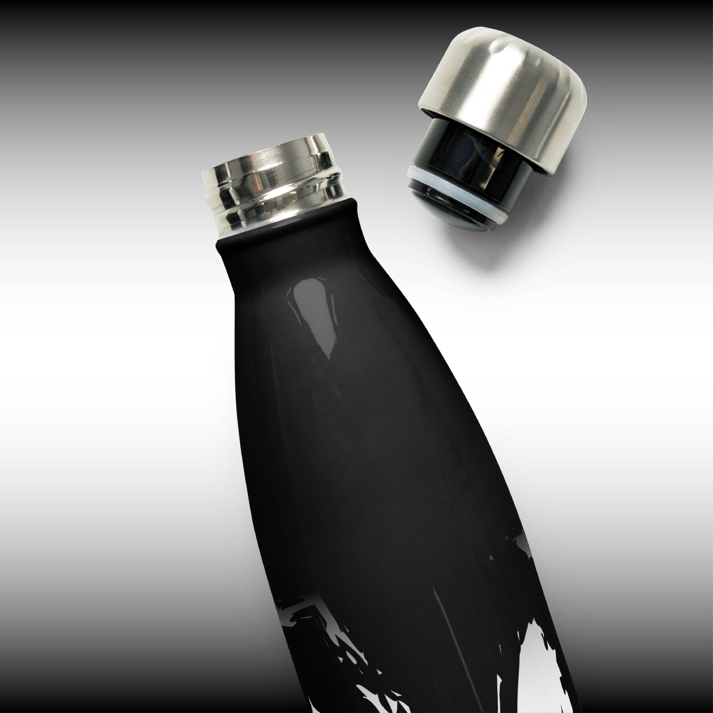 Mr. Mindbender "M" Icon - 17 oz. Black Stainless Steel Water Bottle