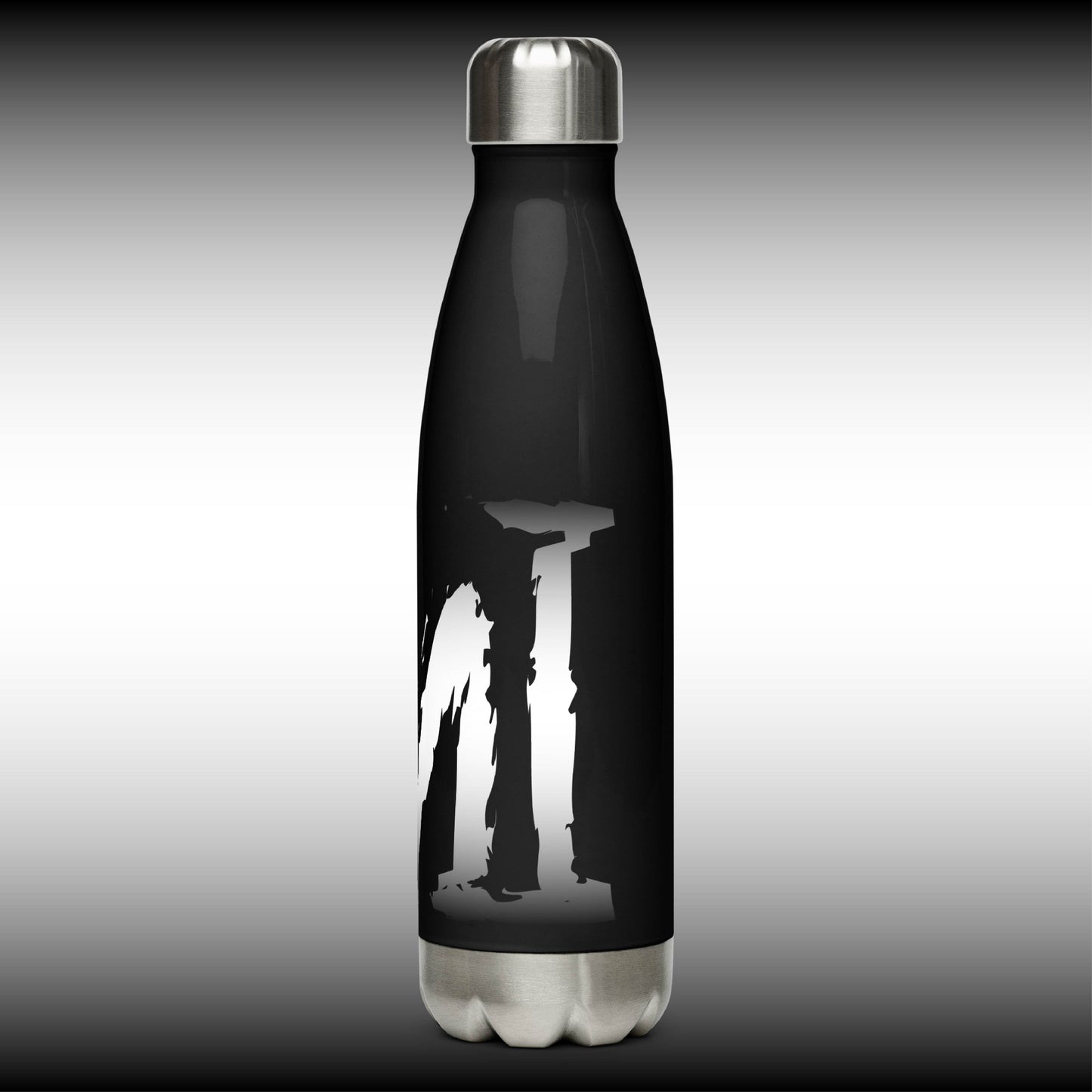 Mr. Mindbender "M" Icon - 17 oz. Black Stainless Steel Water Bottle